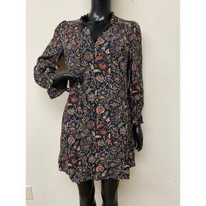 Jessica Howard Womens Black Petite Printed Ruffled Long Sleeve Dress Size 6P NWT